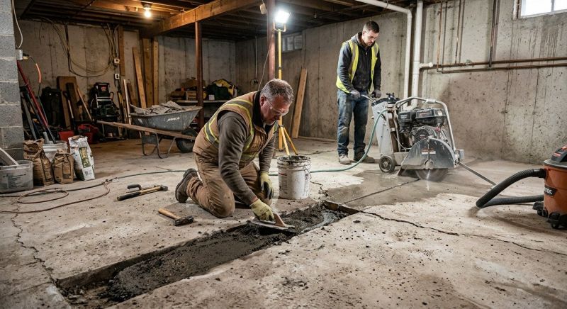 Cracked Basement Floor Repair in Habersham County, GA