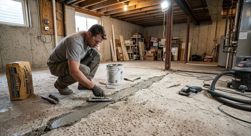 Cracked Basement Floor Repair in Habersham County, GA