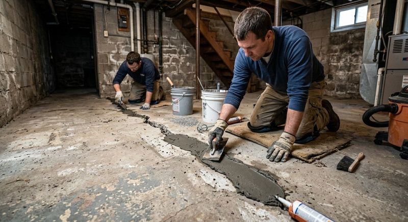 Cracked Basement Floor Repair in Habersham County, GA